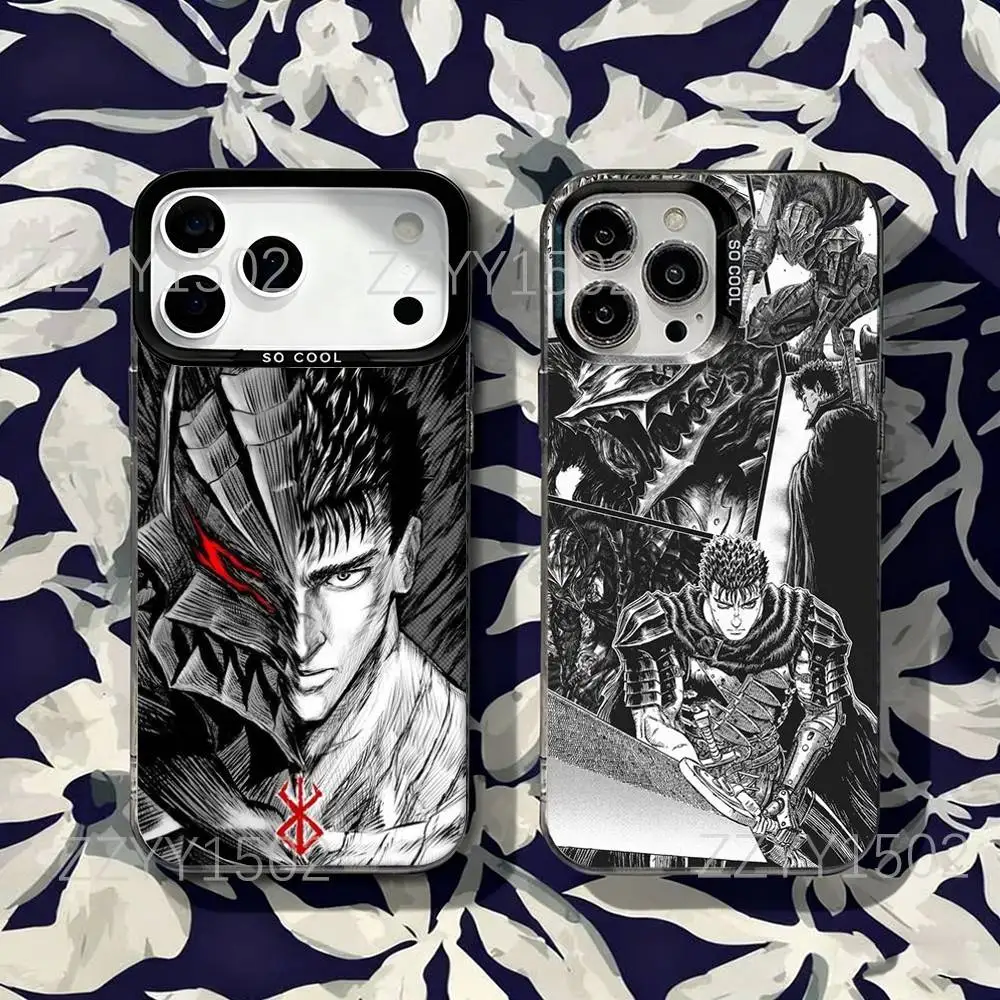 

B-Berserk Guts Blood Anime Phone Case For iPhone 17,16,15,14,13,12,X,8,Pro,Max,Plus,SE4,Air,Mini HD Black IMD Matte
