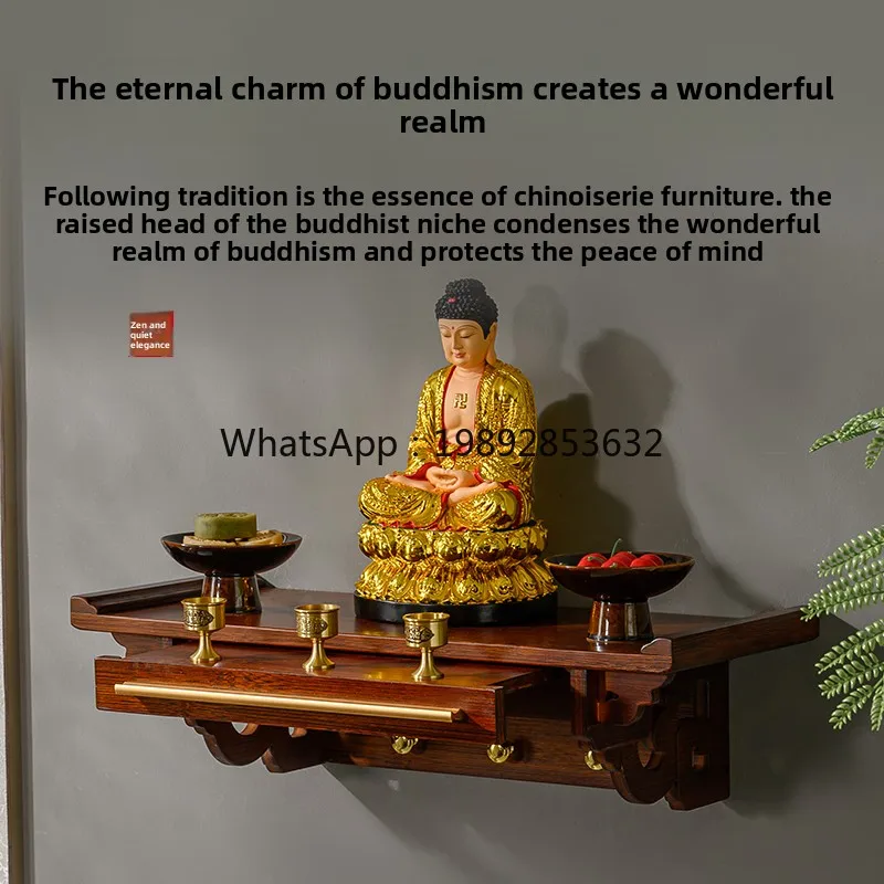 YFY Chinese Style Household  Table Small Buddha Cabinet God of Wealth Buddha Statue Offering Table