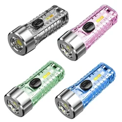 Mini Flashlight LED Multi-function Keychain Flashlight Waterproof Warning Camping Torch Light Portable Powerful Light