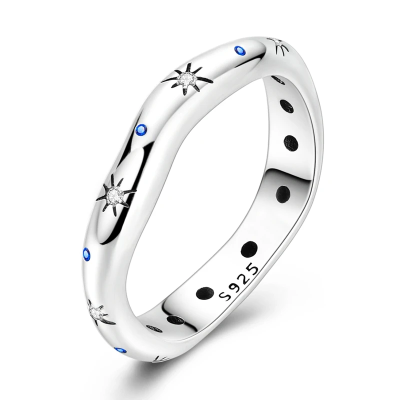 Bague stellaire scintillante en argent Sterling 925 originale pour femmes et filles, bijoux cadeaux d'anniversaire Bague stellaire scintillante en argent Sterling 925 originale pour femmes et filles, bijoux cadeaux d'anniversaire