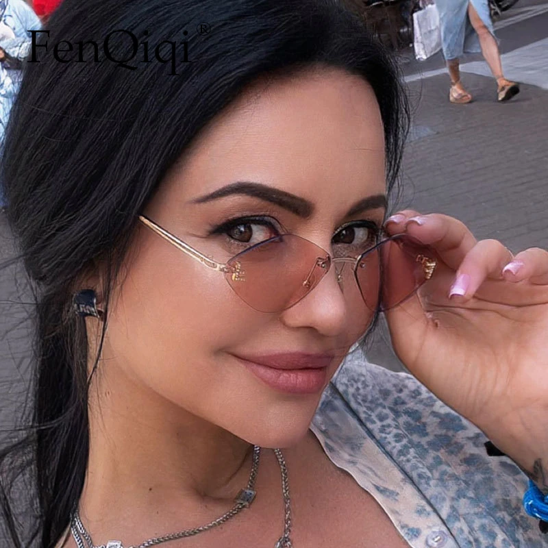 

Fashion Diamond Shades Frameless Sunglasses F Letter Brand Design For Women Trendy Outdoor Driving Rimless Eyewear UV400 Gafas