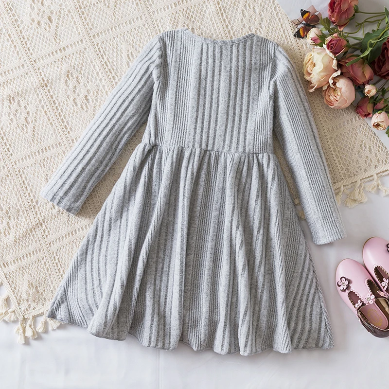 Girls Button Front Rib Knit Dress 6