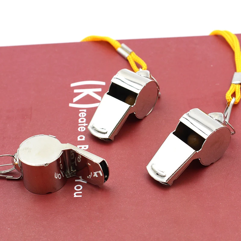 5Pcs/bag Funny Referee Whistle Stainless Steel Metal Whistle Children Sports Whistle With Lanyard School Teacher Sporting Goods