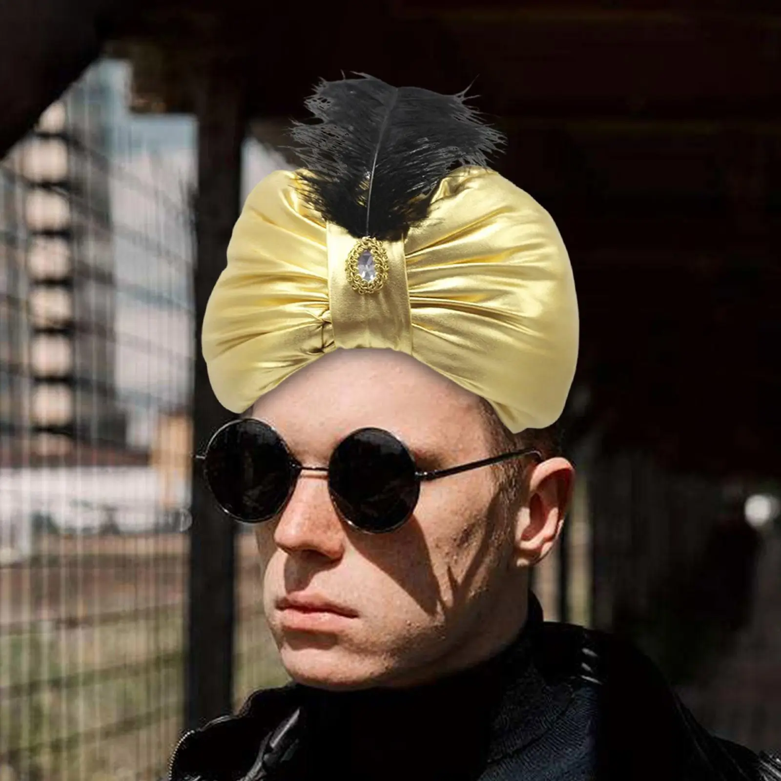 Arabskie indie plisowane Turban plisowana czapka indyjska mężczyźni Sultan kostium plisowany szalik nakrycia głowy