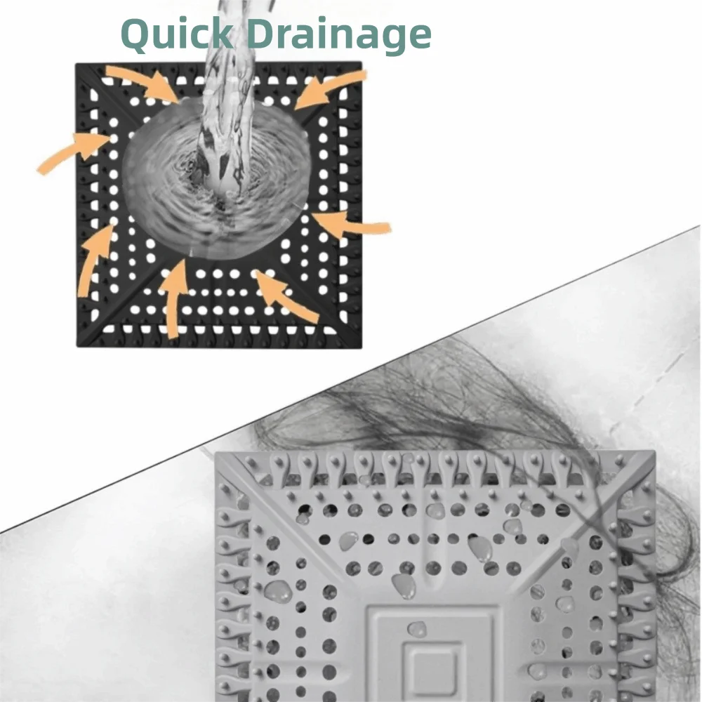

Силиконовый фильтр для слива в душе, квадратный, с функцией дезодорации, легко моется, прочный, защита для напольного слива
