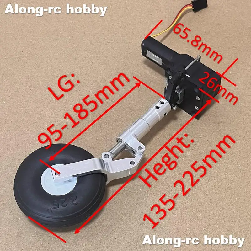 RC Airplane Part 135mm - 225mm Nose Retractable Damping Kneeling Landing Gear Worm Shock Tripod for 3-5kg Aircraft Plane Models