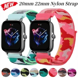 20mm 22mm Nylon Loop Band for Amazfit GTS 4/3 Mini/GTR 4 3 Pro Huawei Watch 4/3/GT4 5 Pro Camouflage Strap Samsung Watch 7/6/5/4
