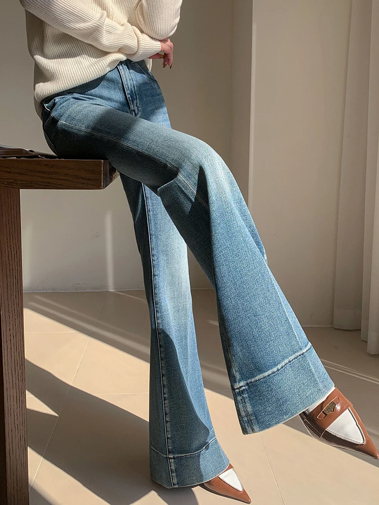 

WCFCX STUDIO Tall Girl Friendly Flared Jeans 90s Vintage Y2k Jeans Women Streetwear Korean Style Denim Pants High Waist Trouser