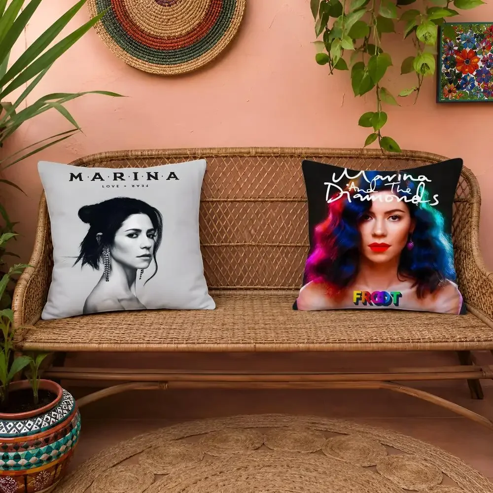 Music Album M-Marina And The Diamonds Cushion Cover Pillow Cover Soft Plush Fabric Removable Washable Sofa Chair Bed Decoration