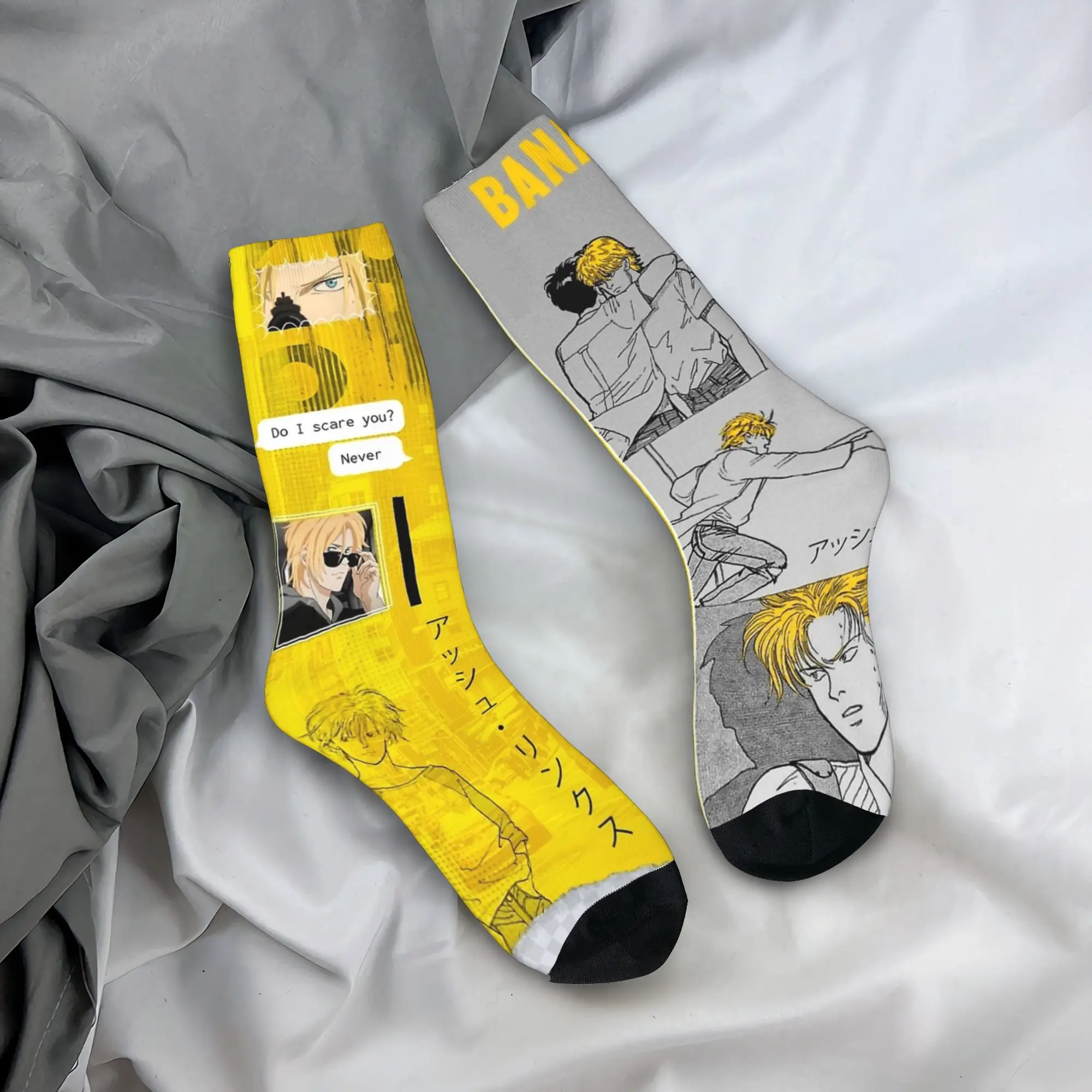 Ash Eiji Banana Fish Anime   Socks  Casual Stockings Autumn Non Slip Men's Socks Breathable Pattern Running Sports Socks