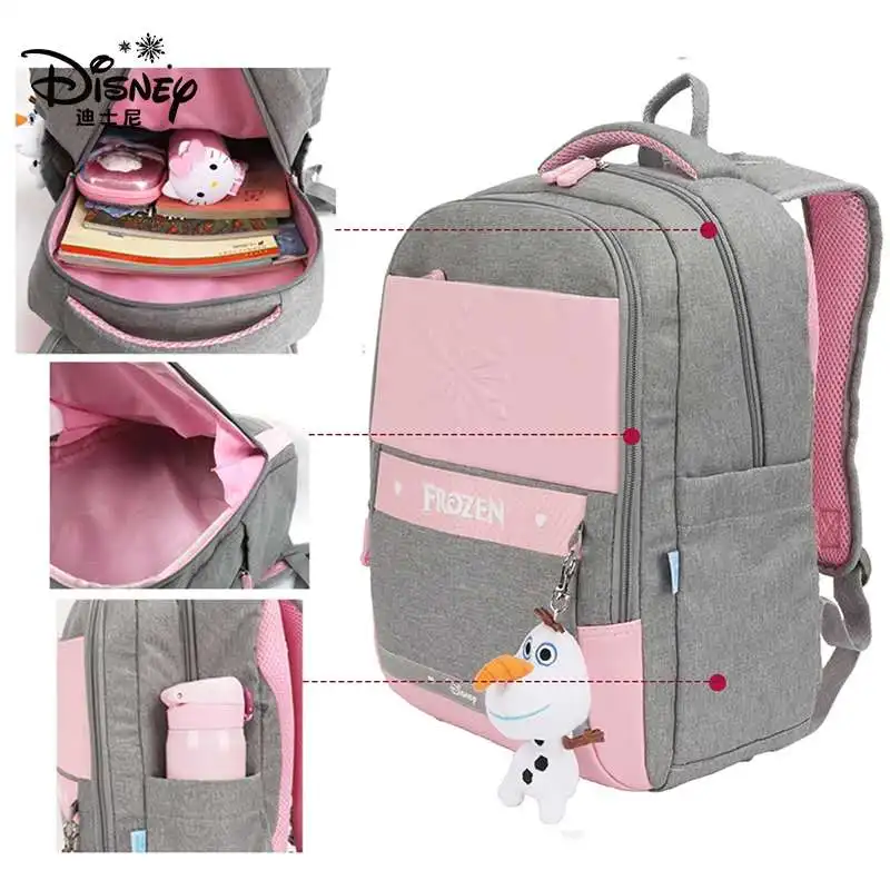 Disney Frozen School Bags For Girls Grade 1-3 Elsa Anna Primary Student Shoulder Orthopedic Backpack Large Capacity Mochilas