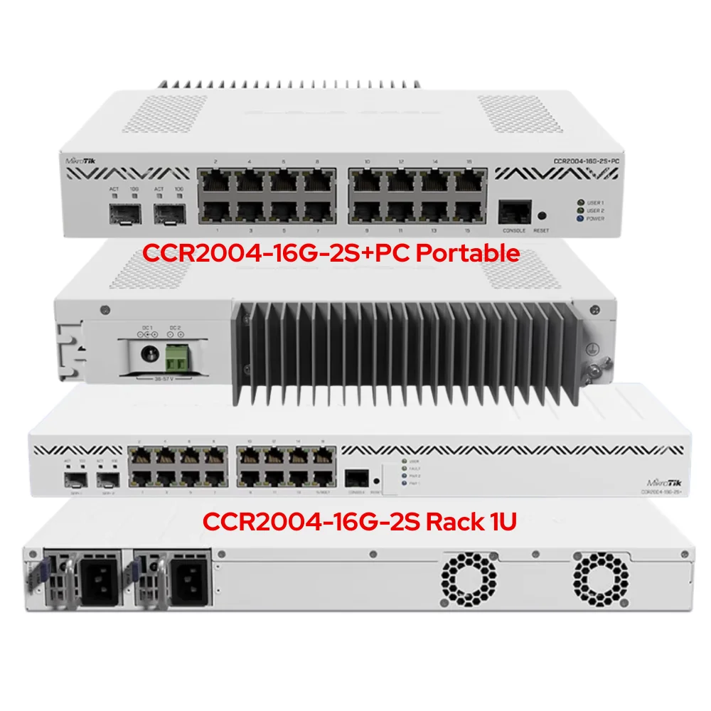 MikroTik CCR2004-16G-2S+PC 16 Gigabit 2 Gigabit Optical Port Smart Router CCR2004-16G-2S+PC