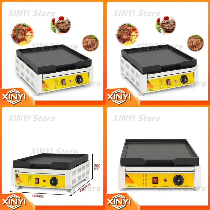 2025 New Commercial Electric Grill Flat Pan Griddle Stainless Steel Pancake Maker for Grilled Squid Teppanyaki Dorayaki