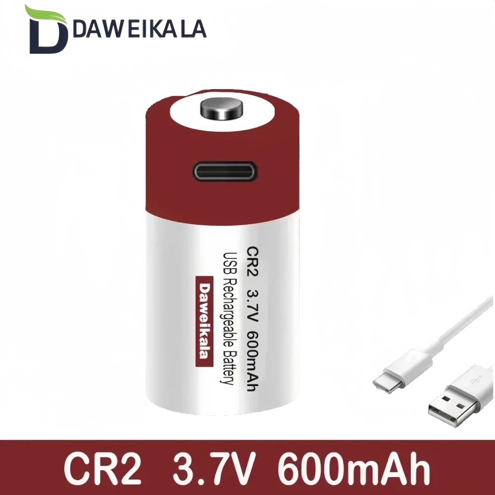 NEW 3.7V CR2 600mah Rechargeable Li-Ion Battery,Digital Camera,GPS Security , Medical Equipment Made A Special Battery +Cable