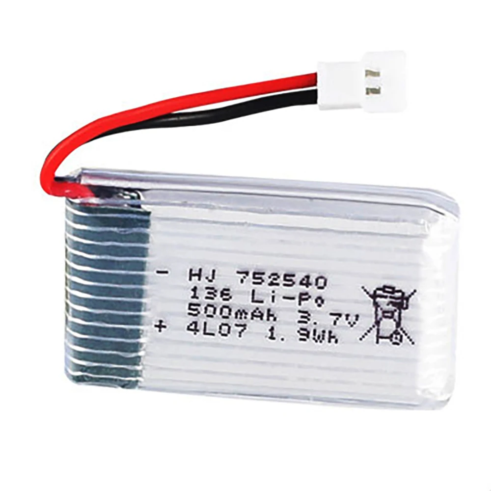 3.7V 500mAh 752540 Lipo Battery Rechargeable Battery + Charger For Syma X5C X5SW M68 Cheerson CX-30 H5C Drone Spare Parts 2-5pcs