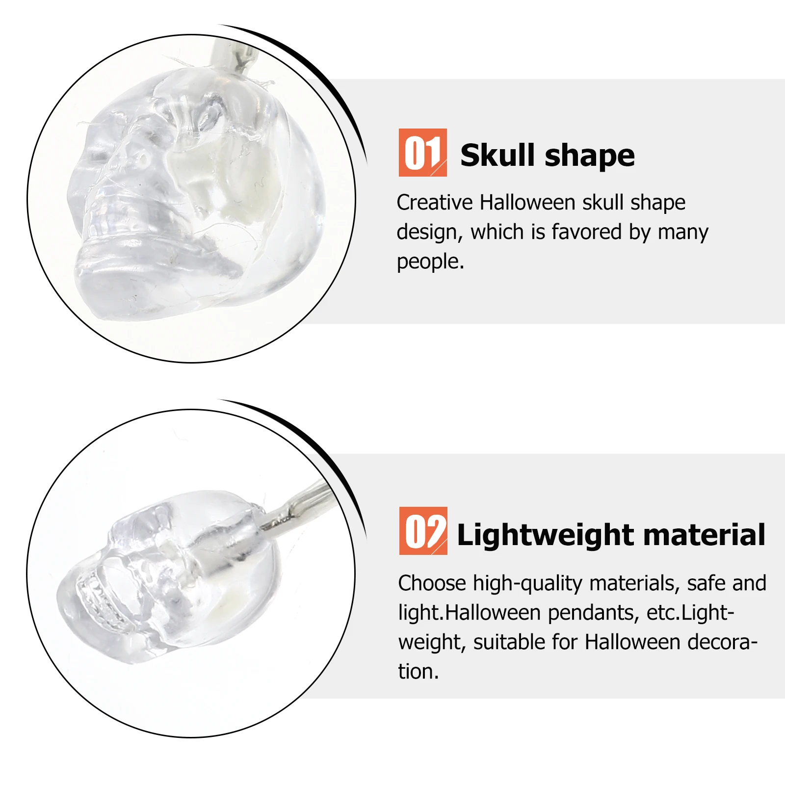 

2 Pcs Skull String Lights Decoration Halloween Decorative Led Indoor Outdoor for