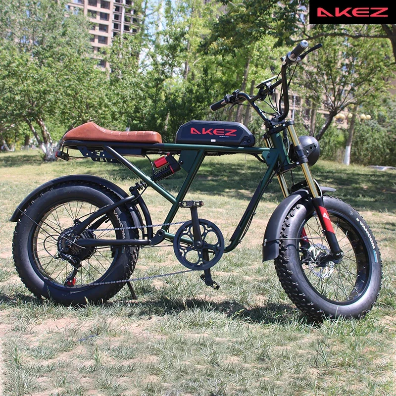 Akez-bicicleta elétrica para adulto, ebike retro 1500w, 48v, 36ah, pneu grande de 20x 4 polegadas