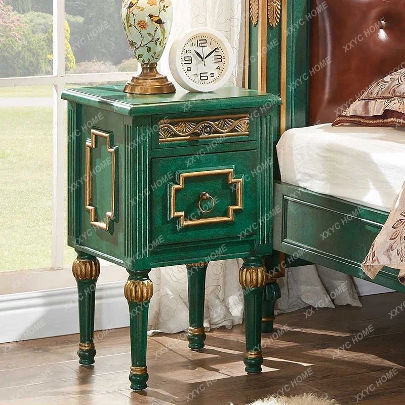 X-S style corner living room light luxury simple and beautiful malachite green bedside table solid wood HG