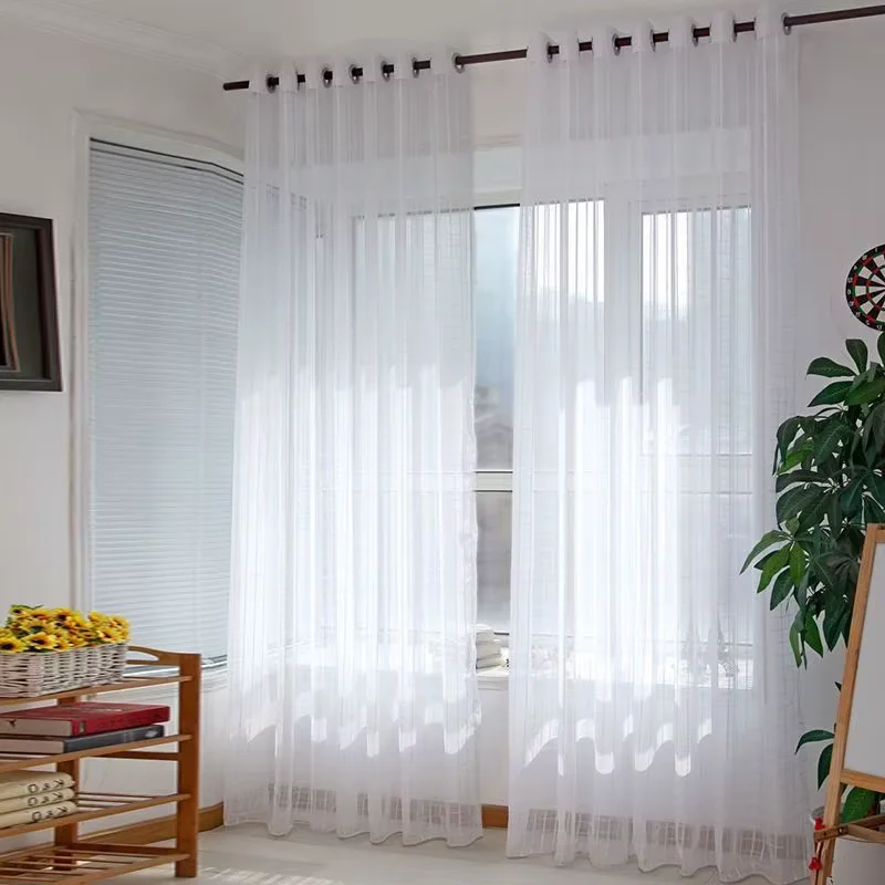 الجملة أفضل نوعية الأبيض تول الستائر الشفافة لغرفة المعيشة المطبخ غرفة نوم ديكور المنزل الستائر العمودي المدمج في