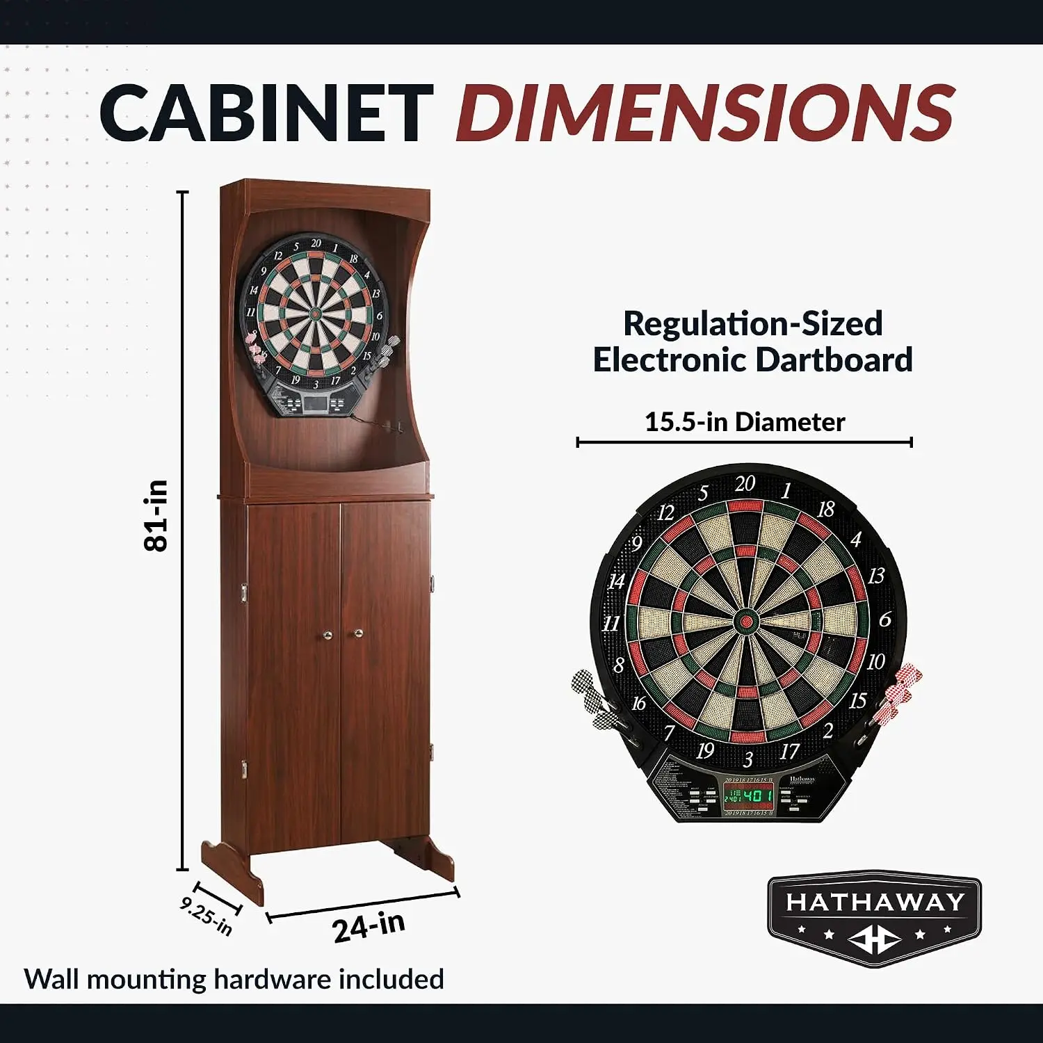 Outlaw Electronic Dart Board Cabinet Set - 81-in Electric Dart Board with Cabinet - Professional Dart Board with 6 Soft Tip image 11