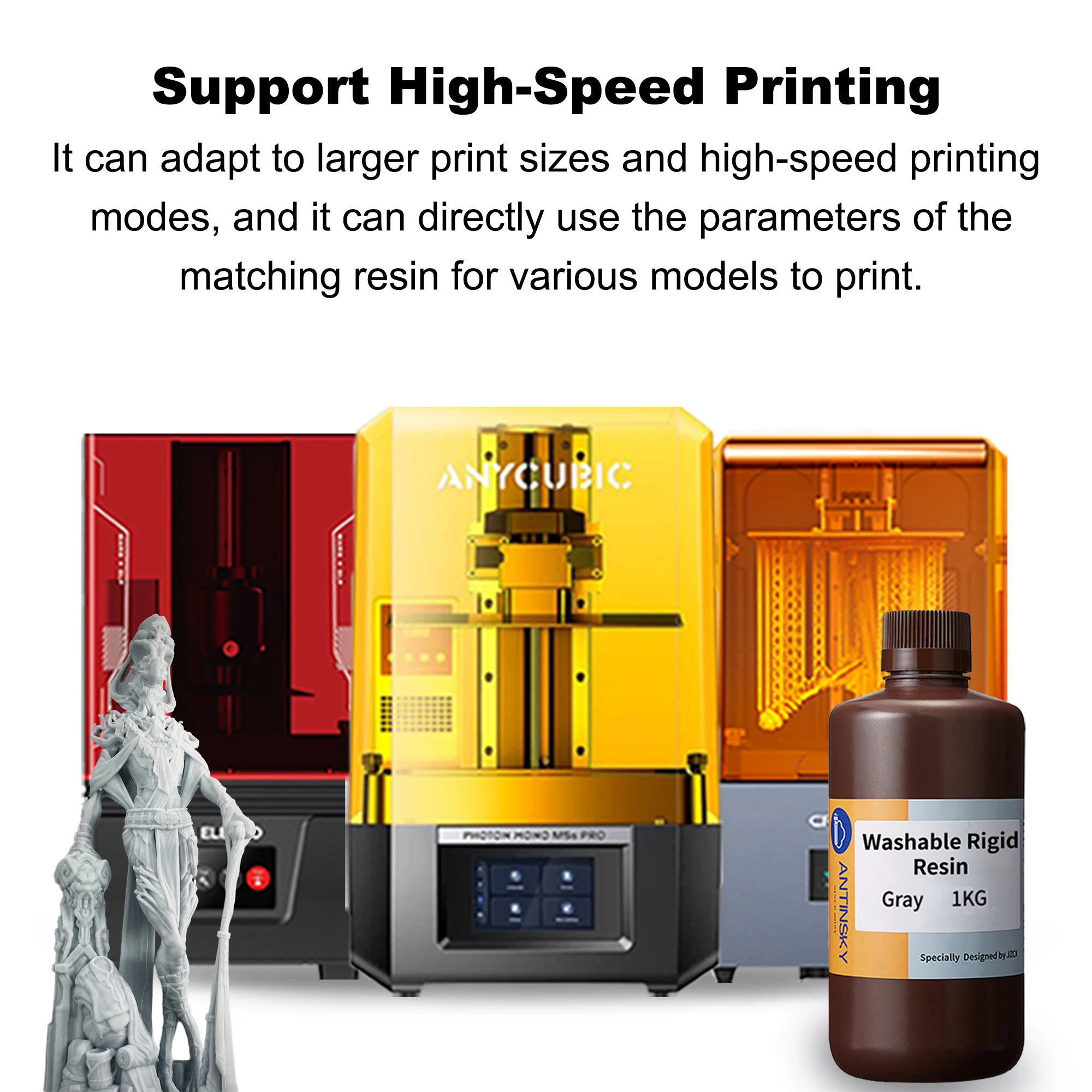 

Antinsky Washable Rigid 3d Resin gray 1kg Easy print 0.2mm High precision and low shrinkage