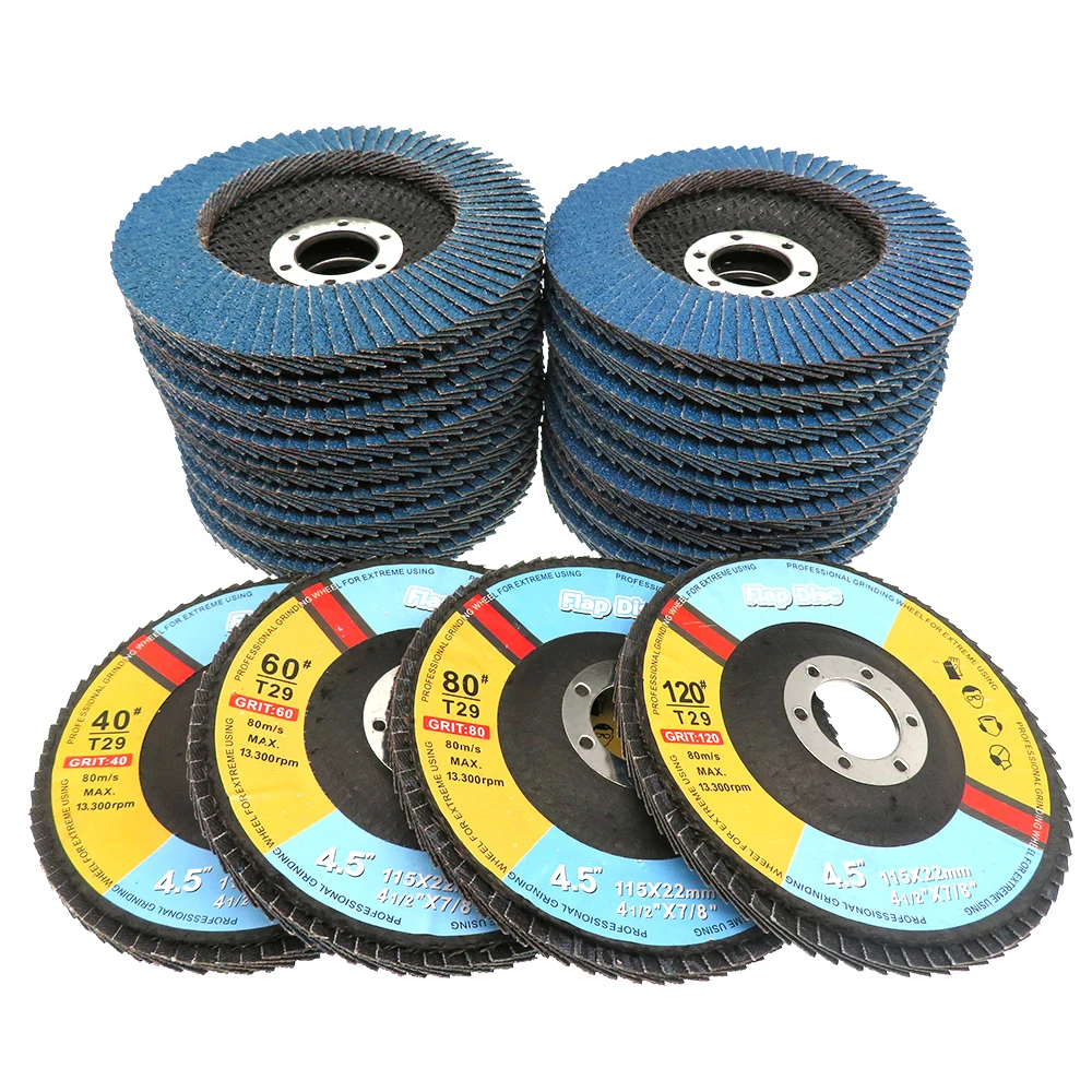 5Pcs Zirconia Flap Discs 115mm Sanding Discs 4.5 Inch 40/60/80/120 Grit Grinding Wheels Blades for Angle Grinder Finishing