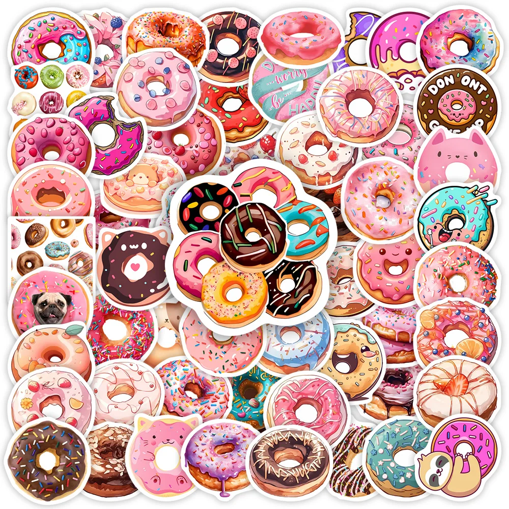 

Cute Donut Dessert Stickers DIY Kids Toy Gift Decal for Phones Laptops Cars Scrapbooking Luggage Decorative Graffiti Waterproof