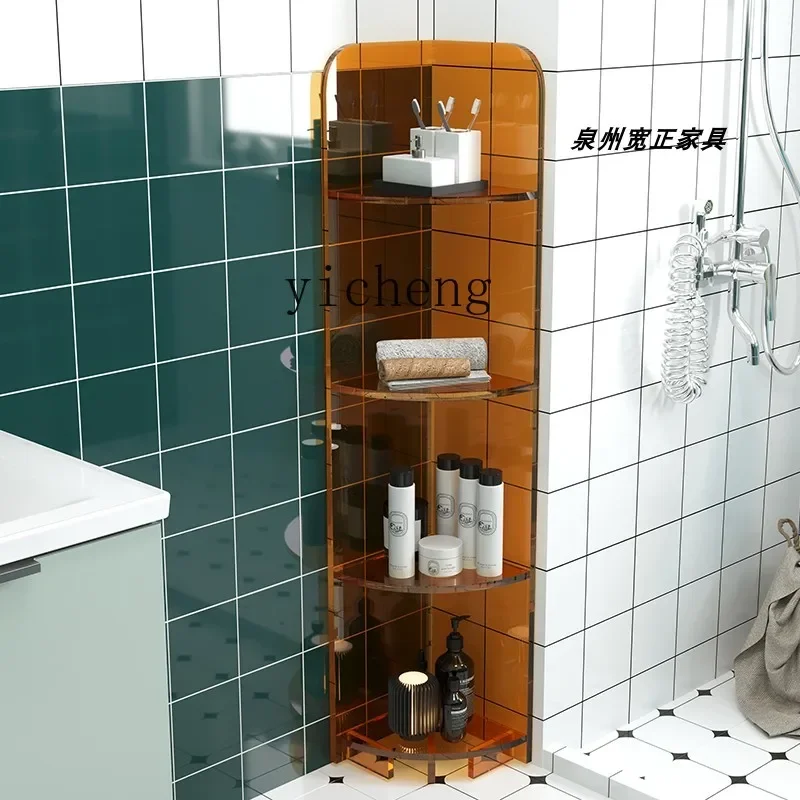 ZZf Corner Storage Cabinet Acrylic Floor Storage Rack Bathroom Gap Triangle Multi-Layer Storage Rack