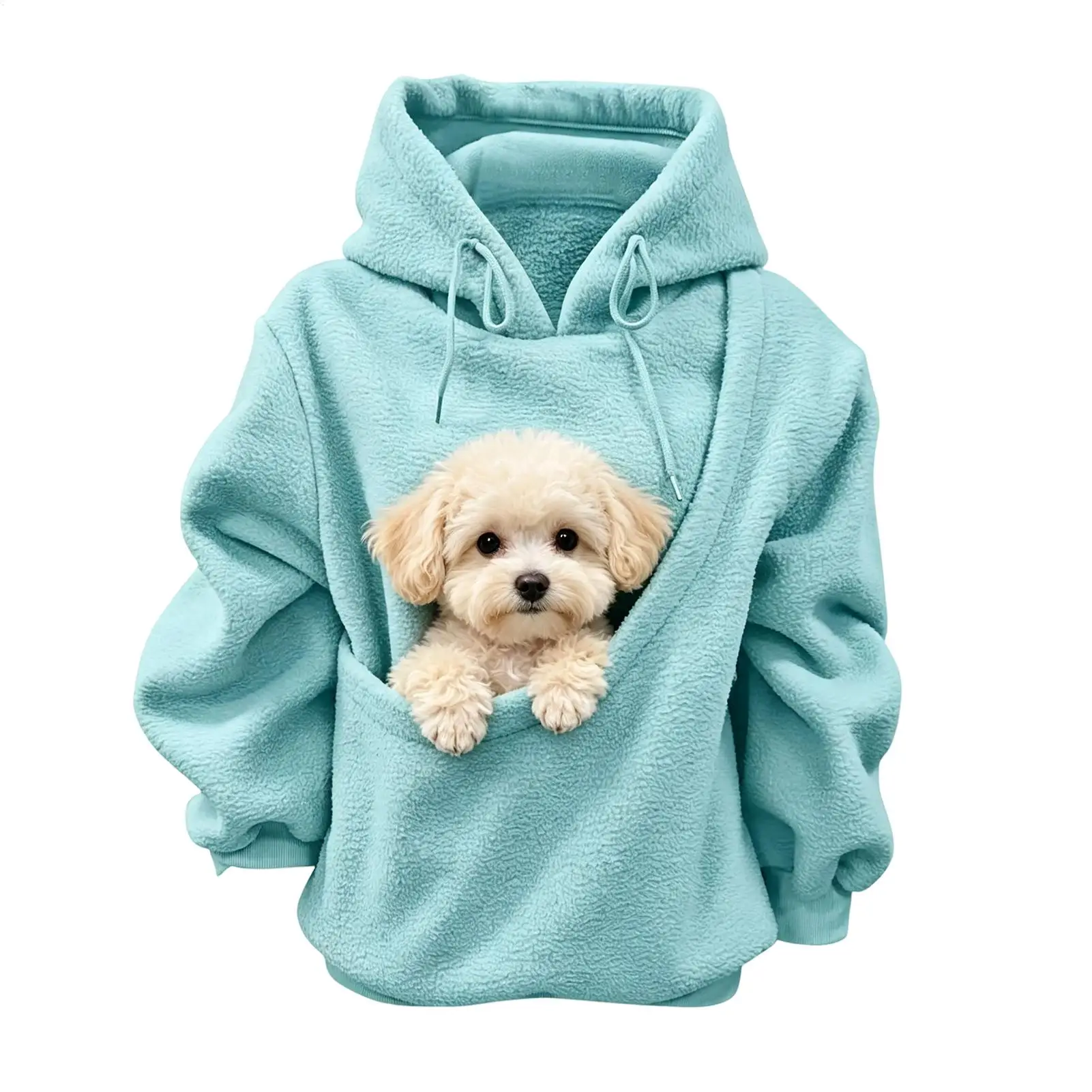 Pet Pouch Hoodie Warm Lightweight Oversized Fleece Sweatshirt Women Winter Dog Carrier Sweat Shirt For Indoor Home Office Travel