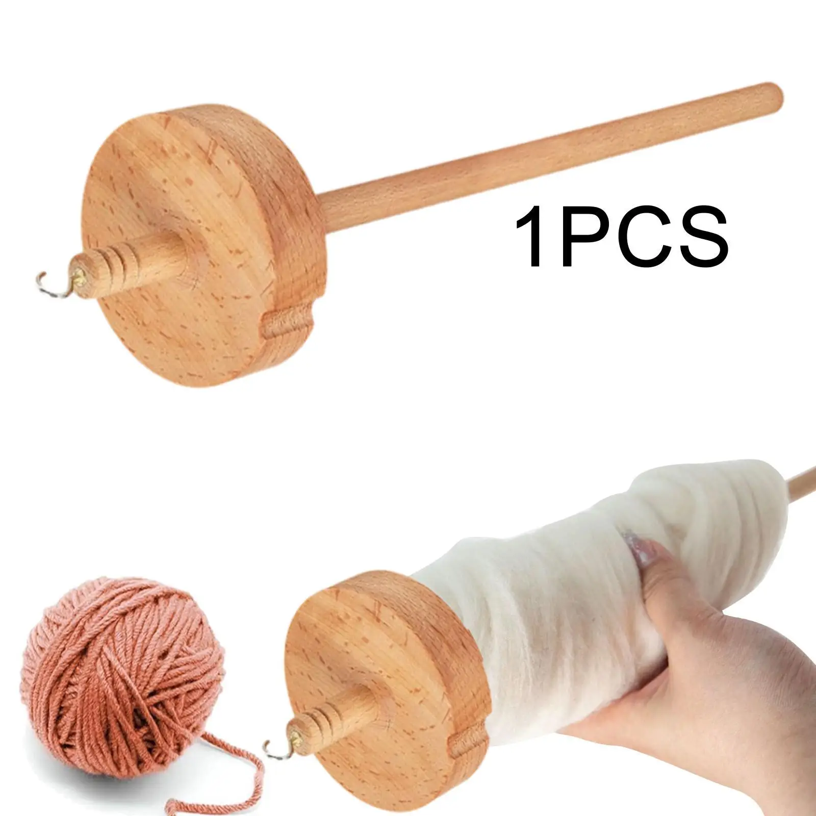 Drop Spindle Top Whorl 32.5cm Wheel Yarn Winder Practical Wood Top Whorl Yarn Spinner for Pom Pom's Knitted Crochet Beginners view 5