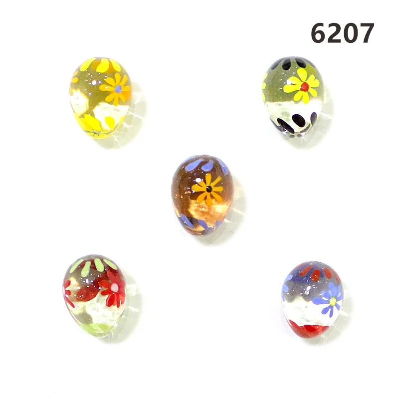 5PCS Custom Cute Murano Glass Easter Egg Shape Ornaments Colorful Rare Mini Oval Marbles Ball For Holiday Party Home Table Decor