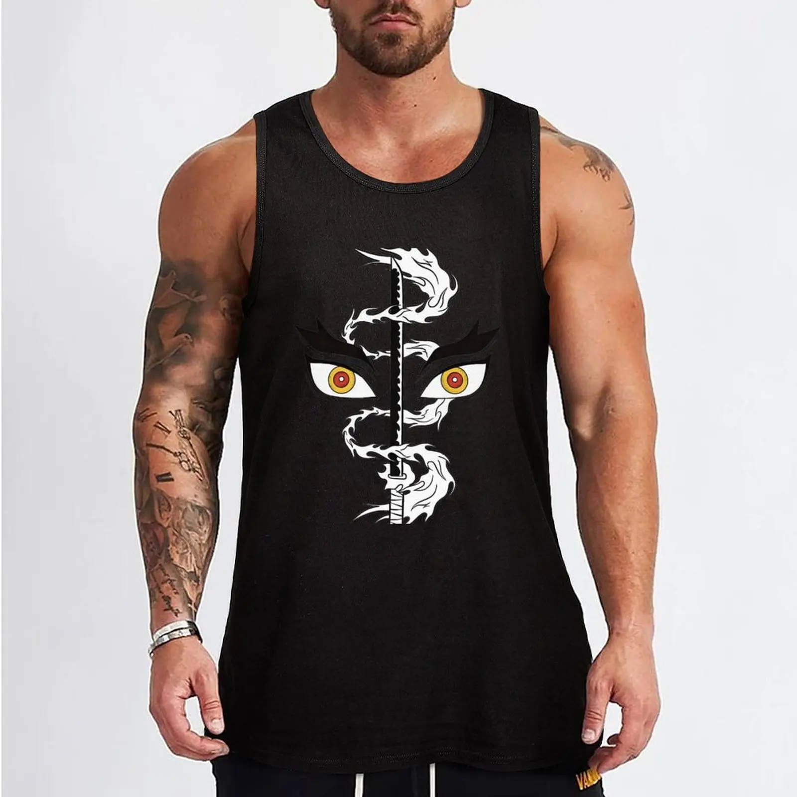 Fire pillar set you heart a blaze Tank Top sleeveless shirt man gym Sportswear for men