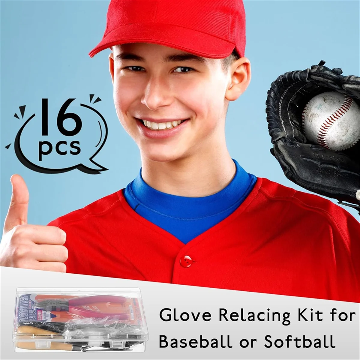 GET! 16 Pcs Glove Relacing Kit Needle Leather Cutter Scratch Awl Tool for Baseball Softball Mitt Repair Set 2
