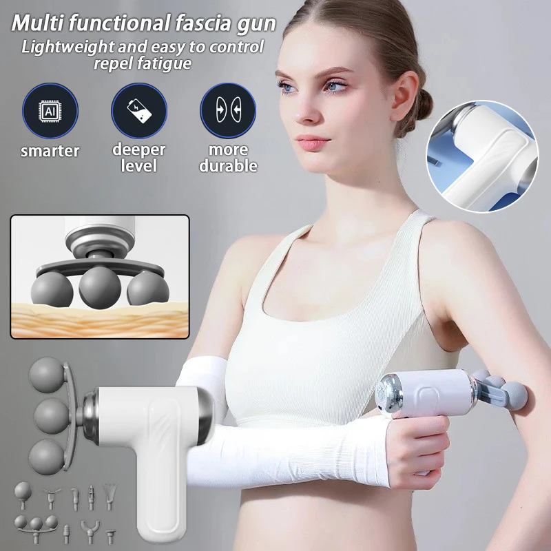 Multi functional home mini 3-head fascia gun for relaxing muscles neck membrane gun electric impact fitness equipment massager