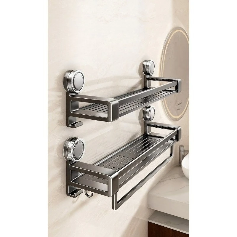 

Bathroom rack toilet non-punching suction cup type towel rack toilet washstand wall hanging wall storage rack