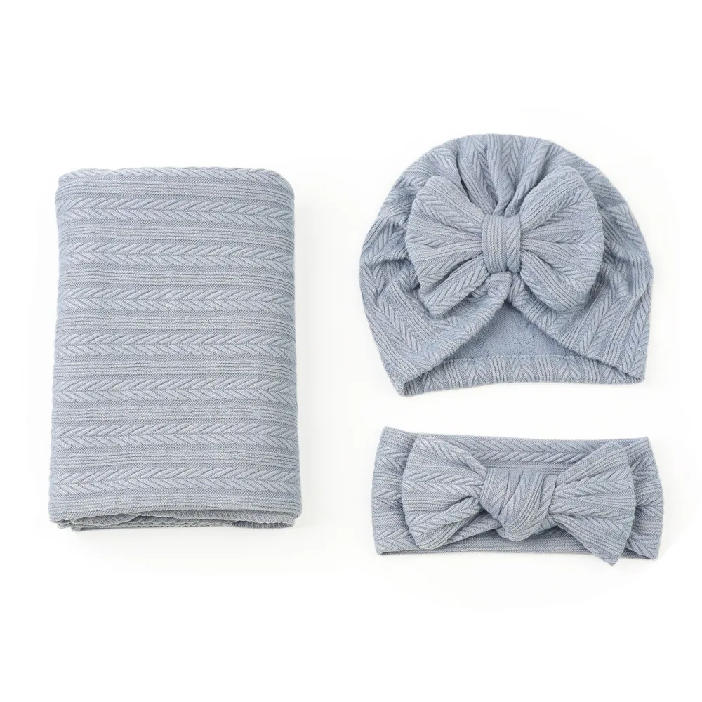 

Wrap with Bowknot Newborn Photography Blanket Solid Color Lightweight Material Infant Swaddle Blanket Soft Fabric