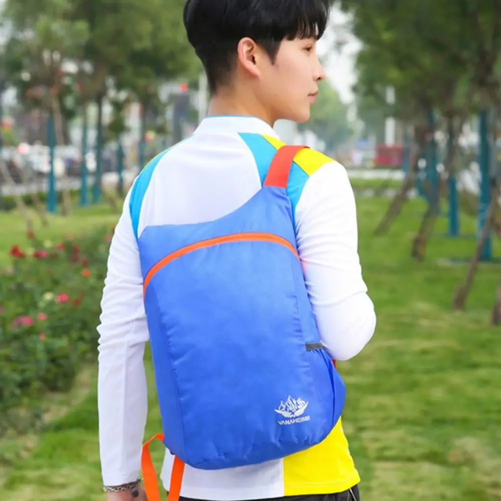 Large Capacity Foldable Men Backpack Waterproof Zipper Sports Knapsack Shoulders Bag Polyester Lightweight Nylon Bag