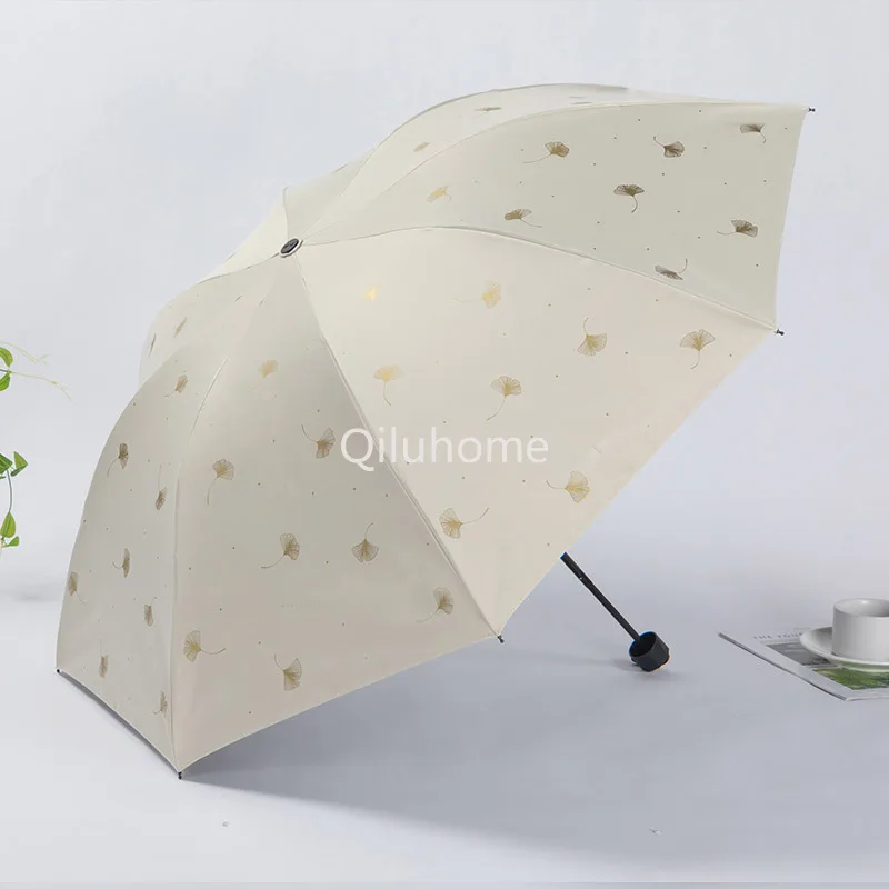 Ginkgo Flying Black Glue UV-Proof Sun-Shade Sun-Rain Dual-Use Sun Umbrella