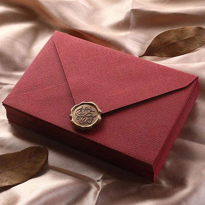 

10pcs Linen-Textured Envelope Set with Wax Seal - Retro Western Specialty Paper for Love Letters Invitations Linen Envelopes