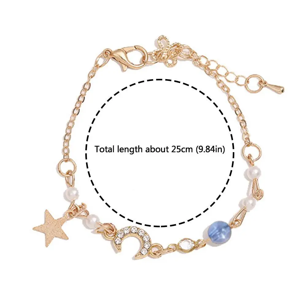 Coreano zircone perla stella luna bracciali per le donne carino elegante arco regolabile braccialetto braccialetto ragazze gioielli di moda regalo