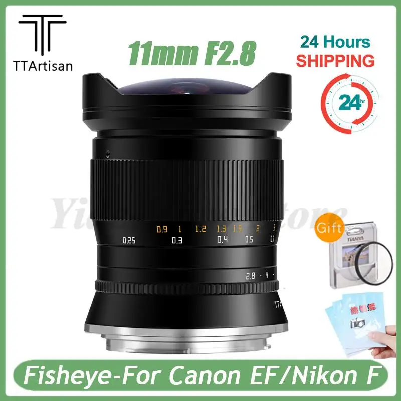 

TTArtisan 11mm F2.8 Full Fame Fisheye Lens Full Frame Manual Focus For For Canon EF 5D4 5D3 80D 650D Nikon F D850 D810 D7200 D3