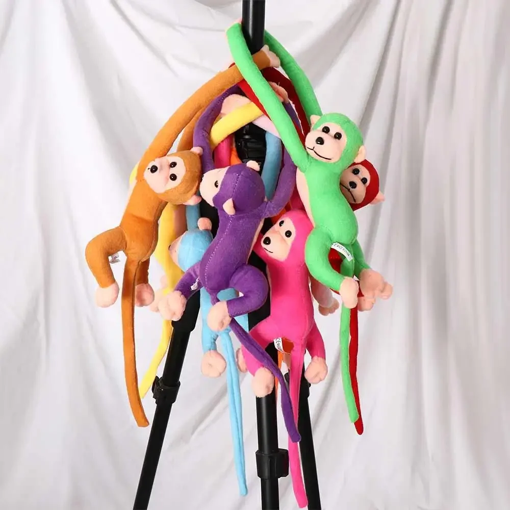 60cm braço longo macaco macaco brinquedos de pelúcia dos desenhos animados aniaml chimpanzé boneca de pelúcia cortina cinta presente aniversário para crianças menina festa decoração