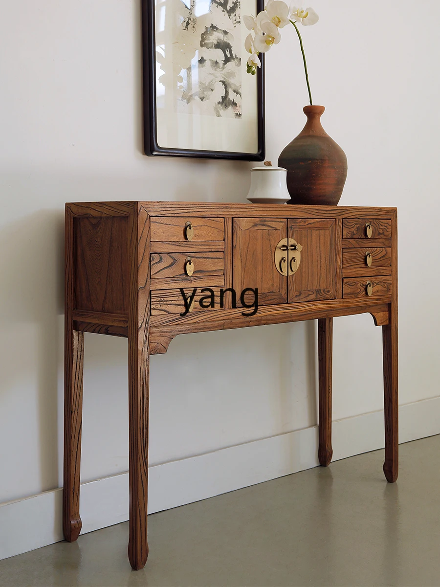 CX New Chinese Style Lady Table Elm Console Tables Solid Wood Hallway Cabinet Simple Fashion