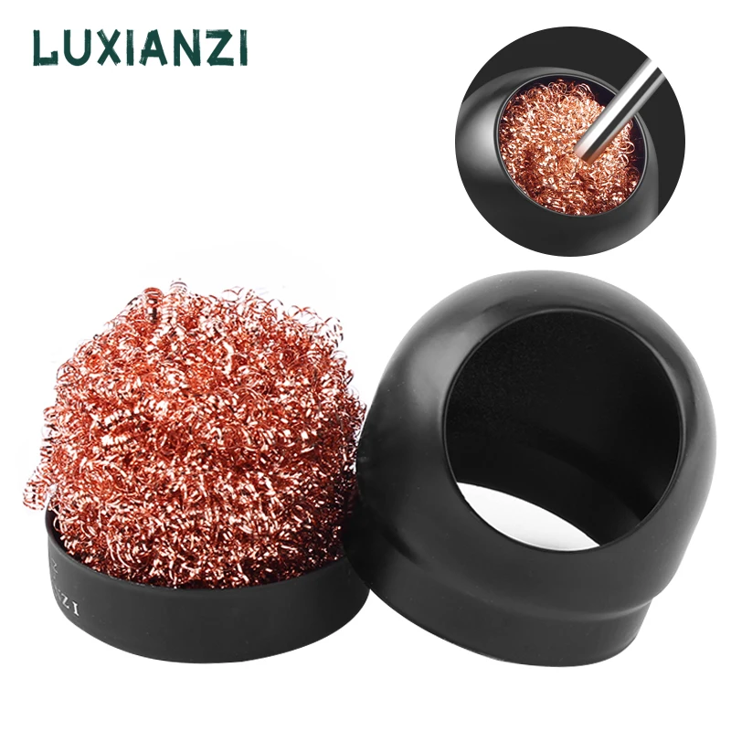 

LUXIANZI Black/Gold Cleaning Ball Welding Soldering Iron Mesh Filter Clean Nozzle Tip Copper Wire Cleaner Ball With Metal box