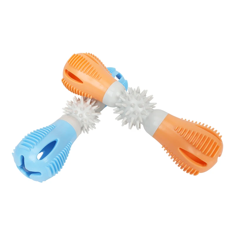 

Indestructible Dog Chew Toy Puppies Teeth Cleaning Toy Food Dispensing Soft TPR Interactive Treat Dumbbell Puzzle Toy