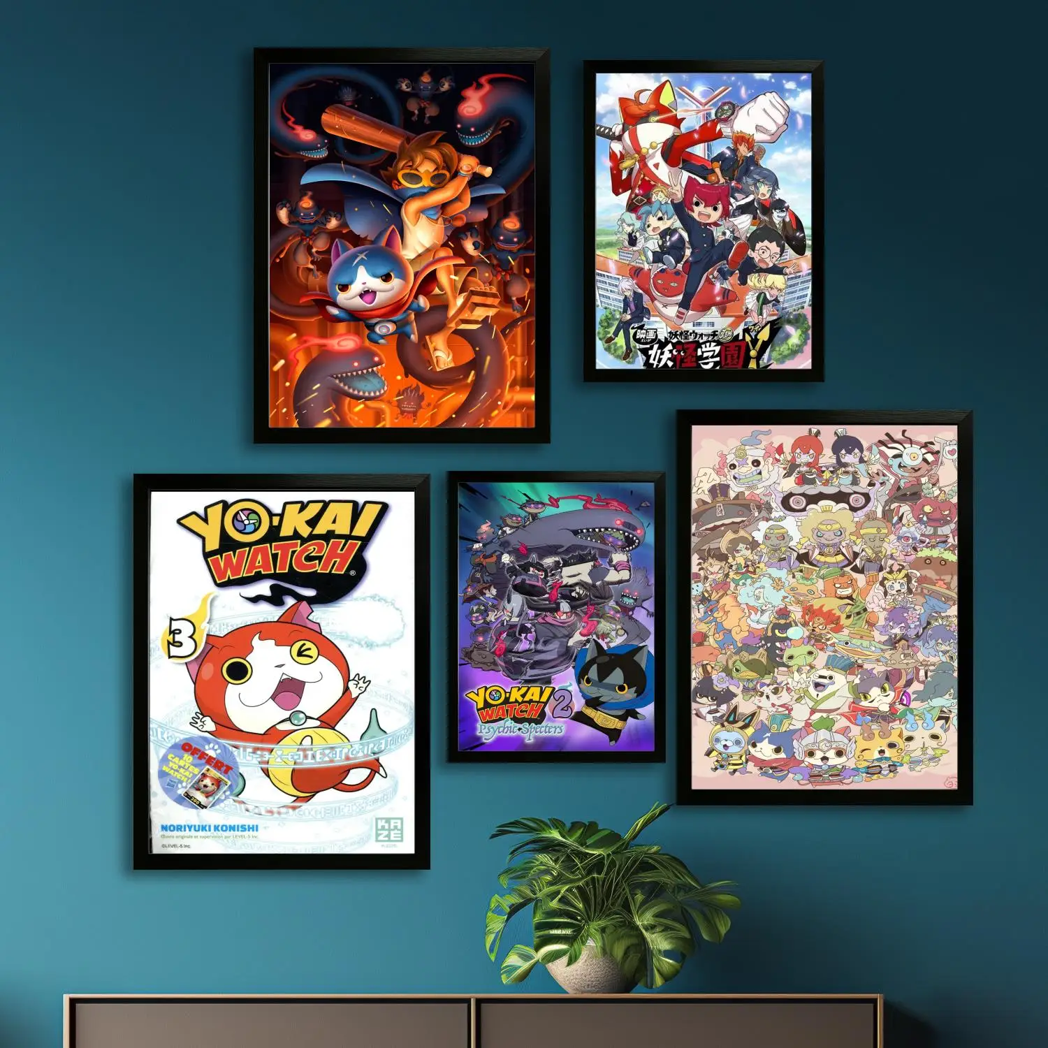 yo kai watch cartoon Canvas Art Poster, Wall Art, Picture Print, Modern Family, Bedroom Decor, Posters,Decorative painting