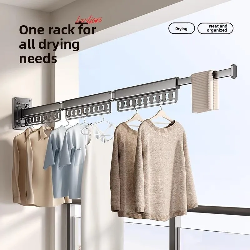 

Invisible Expandable Outdoor Balcony Clothes Drying Rack Home Use Hanging Clothes Rack Aluminium Alloy Foldable Clothesline