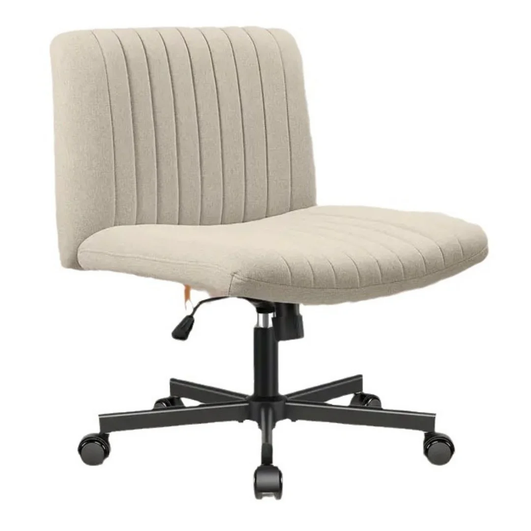 

Criss Chair Wheels Wide Cross Legged Office Desk Vanity Chair Comfy Fabric Armless Adjustable Swivel For Home Computer Task