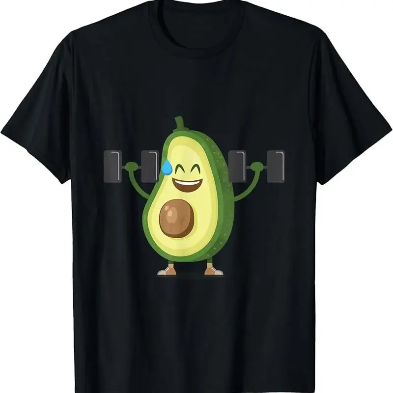 

Футболка с забавным мультяшным рисунком Happy Avocado Lifting Weights Workout
