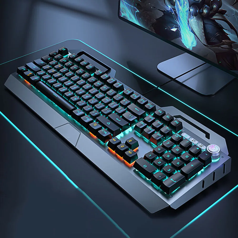 RGB Gaming Keyboard and Mouse Combo, Full-Size 104-Key Mechanical Feel Wired with Multimedia Keys, Rainbow LED Backlit for PC